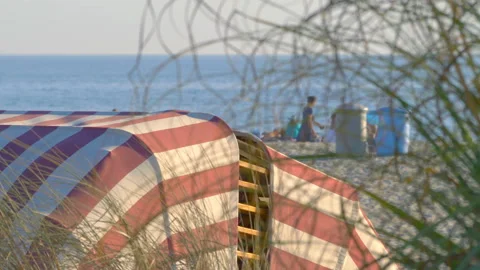 Beach screen on the beach by the Baltic sea in 4k slow motion 60fps Stock Footage 156316614