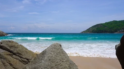 Beach sea background, View of beach ocean sea nature outdoor background Video stock 112646746
