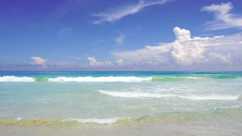 Beach sea blue sky background Stock Footage 132597364