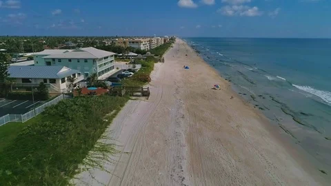 Beach sea fly drone Stock Footage 95490933