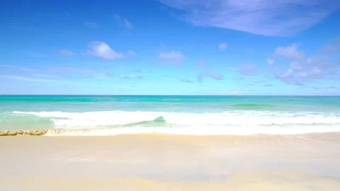 Beach sea sand and sky, Phuket beach sea, View of beach sea on sun light in the  Vídeos de archivo 142398050