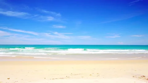 Beach sea sand and sky, Phuket beach sea, View of beach sea on sun light in the  Stock Footage 142401034