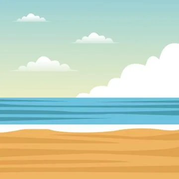 Beach sea sand clouds 스톡 일러스트