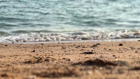 The beach of the sea where the waves come in Stock Footage 244052548