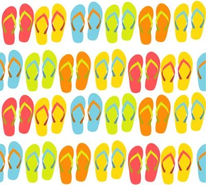 Beach Seamless Background with Flip Flops Illustration Illustrazione stock