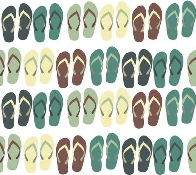 Beach Seamless Background with Flip Flops Illustration Illustrazione stock