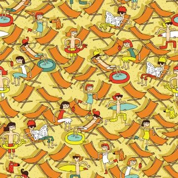 Beach seamless pattern Stock Illustration
