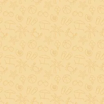 Beach seamless pattern. Vector background. Illustrazione stock
