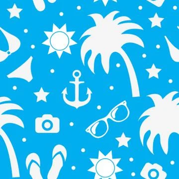 Beach seamless texture, summer background, season, beach, vector illustration イラスト素材