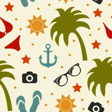 Beach seamless texture, summer background, season, beach, vector illustration Illustrazione stock