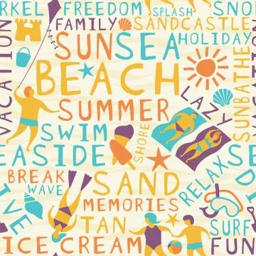 Beach seamless tile Illustrazione stock