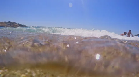 Beach Seascape with Splashing Waves on a Sunny Day Stock-Footage 62193222
