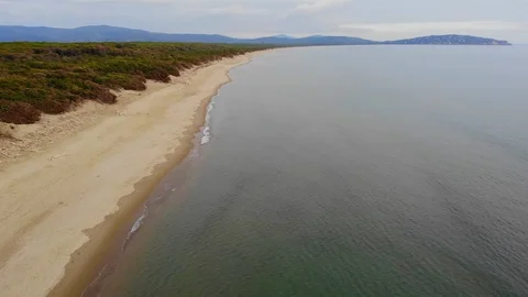 Beach, seashore and waves in winter 4K Drone Video stock 124252301
