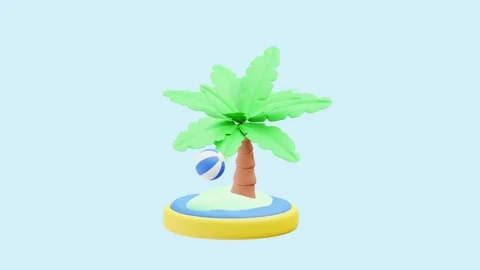 Beach seaside animated 3d icon. Stock-Footage 289454093