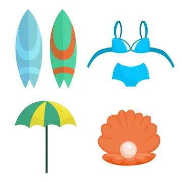 Beach set. Collection of summer vacation stuff Stock Illustration