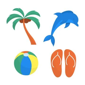 Beach set. Collection of summer vacation stuff Stock Illustration
