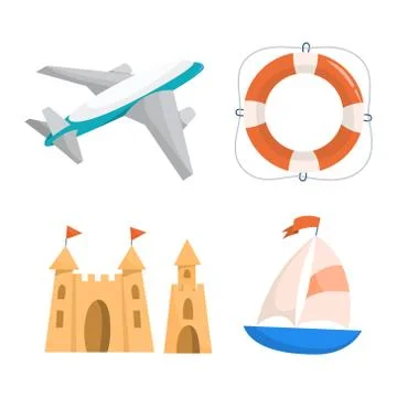 Beach set. Collection of summer vacation stuff Stockillustratie