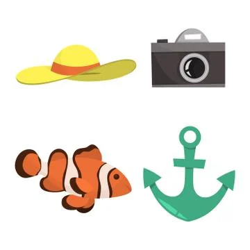 Beach set. Collection of summer vacation stuff Stock Illustration