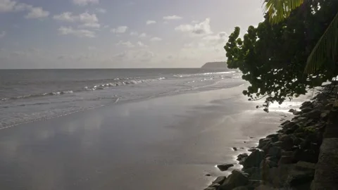 Beach in the setting sun Stock Footage 169594223