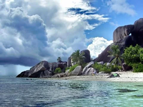 Beach on seychelles Stock Photos