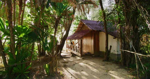 Beach Shacks on Koh Rong Samloem Island Off The Coast Of Sihanoukville, Cambodia Stock Footage 151127257