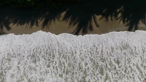 Beach Shadow Patterns. Calm Coastal Scene With Shadows. Oceanfront View Showing Vidéo 336032950