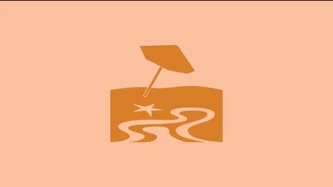 Beach shape icon brown color animation Stock Footage 279010980