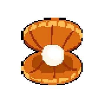 Beach shell pearl pixel art vector illustration Stock Illustration
