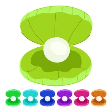 Beach shell pearl vector cartoon graphic 스톡 일러스트