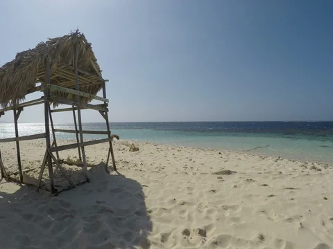 Beach shelter on exotic island Stock Footage