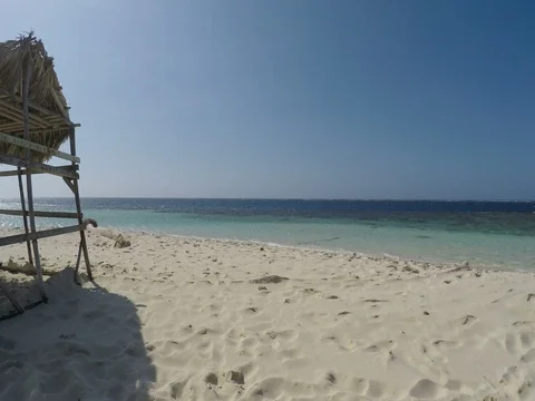 Beach shelter on exotic island Stock Footage