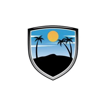 Beach shield logo vector Stock Illustration