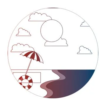 Beach shore umbrella float sunny day summer Illustrazione stock