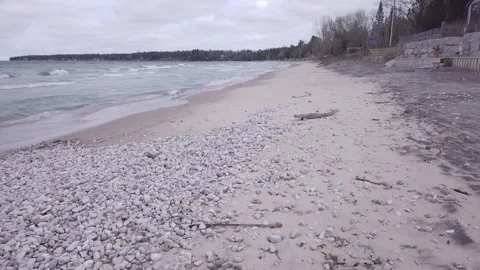 Beach shoreline with seagulls Stock Footage 152856588