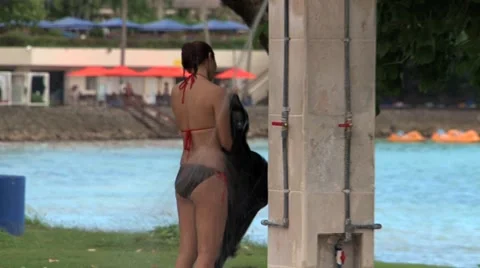 Beach showers Video stock 45254312