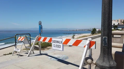 Beach Shutdown - COVID 19 Stock Footage 129064159