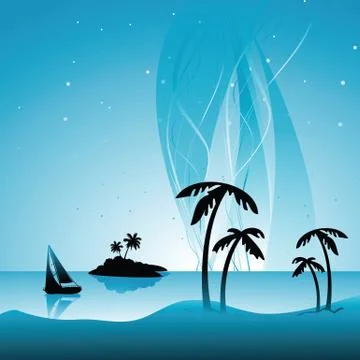 Beach side, landscape of sea Stock Illustration