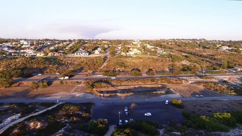 Beach side suburb afternoon tracking aerial footage - Perth, Australia Stock Footage 106878643