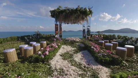 Beach side wedding venue Stock Footage 98682719
