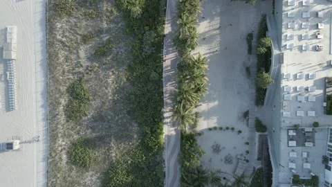 Beach sidewalk footage view from the sky Stock Footage 153888265
