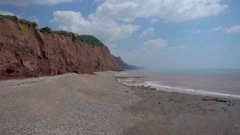 The beach at Sidmouth in Devon.  the wild end of the town beach Video stock 156188883