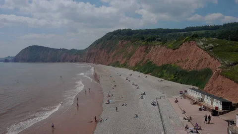 The beach at Sidmouth in Devon.  the wild end of the town beach Video stock 156192633