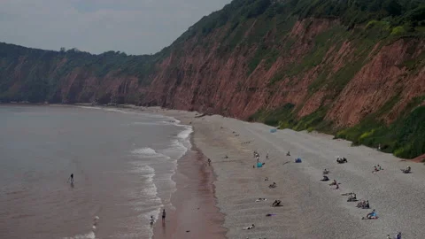 The beach at Sidmouth in Devon.  the wild end of the town beach Video stock 156192911