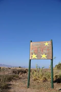 Beach sign Stock Photos