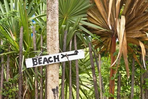 To the beach sign. Stock Photos