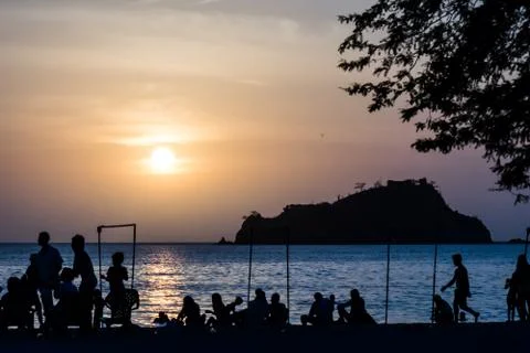 Beach silhouette Stock Photos