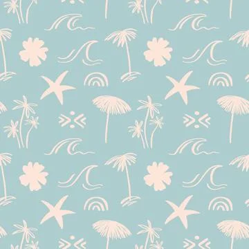 Beach simple boho seamless pattern Illustrazione stock