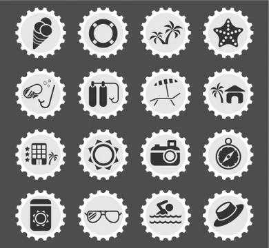 Beach simply icons Stock Illustration