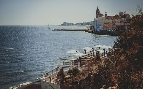 The beach of Sitges, Spain Stock Photos
