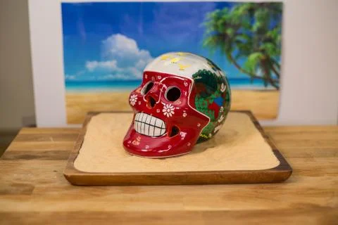 Beach Skull Vacation Stock Photos